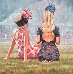 Red Flower And Dark Blue Dress by Mark Spain - Original Painting on Stretched Canvas sized 24x24 inches. Available from Whitewall Galleries